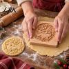 Three Dimensional Relief Mold Woodland Animal Cookie Mold, Wooden Biscuit Stamps, Scene 3D Red Pancake Texture Tool Bird Elk Dachshund Cutter