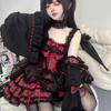 In-Stock Rose Butler Black & Red Strappy Lolita JSK Dress - Cute Two-Dimensional Sweet & Spicy Cosplay Outfit