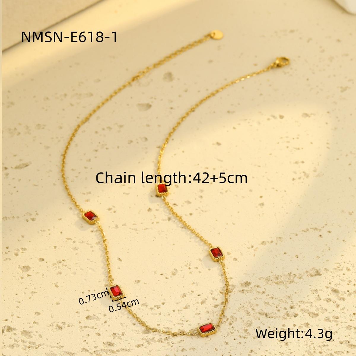 GEMCHIC Women s Stainless Steel Square Zircon Titanium Steel Necklace Bracelet Set, Fashion Jewelry, Non-Fading
