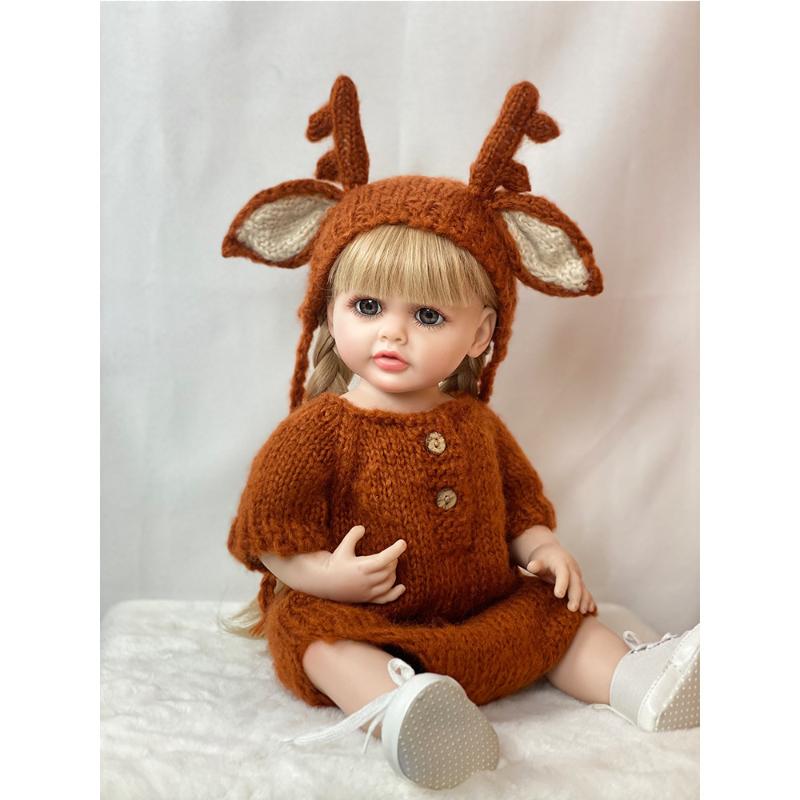 Lifelike 55 cm Silicone Full Body Reborn Baby Girl Dolls Antler Bebe Doll Newborn Toddler Children Birthday Gift Bath Accompany Toy