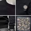Printed Long Sleeve Casual Sweatshirt for Men, Round Neck Loose Fit Base Shirt, Chic Hong Kong Style Trend