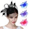 Feather Decoration Women Headwear Vintage Hair Hoop Mesh Fascinator Hat Cocktail Tea Party