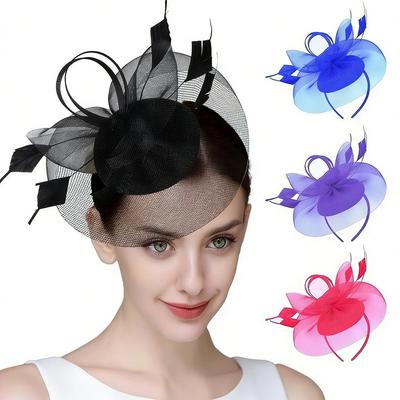 Federdekoration Damen Kopfschmuck Vintage Haarreif Netz Fascinator Hut Cocktail Teeparty