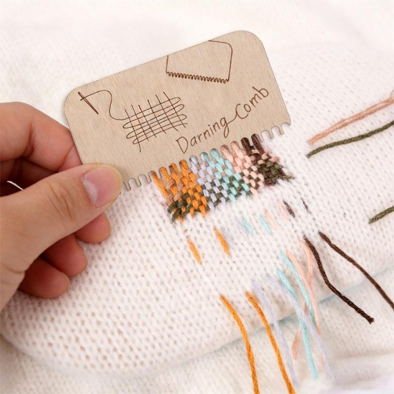 Elliptical Wooden Darning Tool Wood Mending Darning Tool Set With Large Eye Knitting Needle for Mending Socks Sweaters