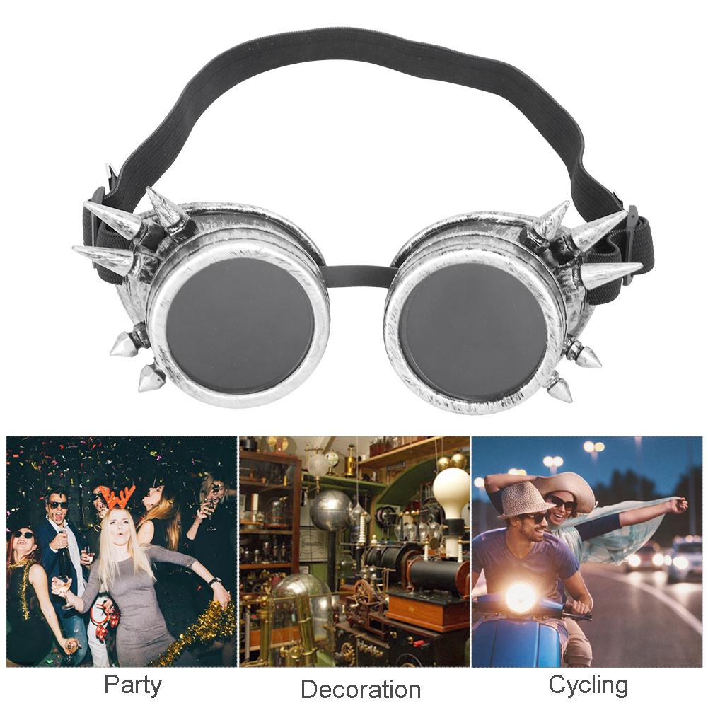 ABS Industrial Vintage Spiked Steampunk Unique Goggles Cycling Glasses Double Layer Windproof Sunglasses