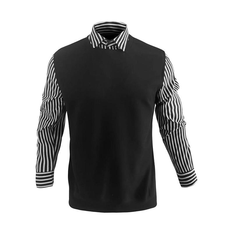 Men Waffle Knit Mock Neck Shirt Collar Long Sleeve Casual Top