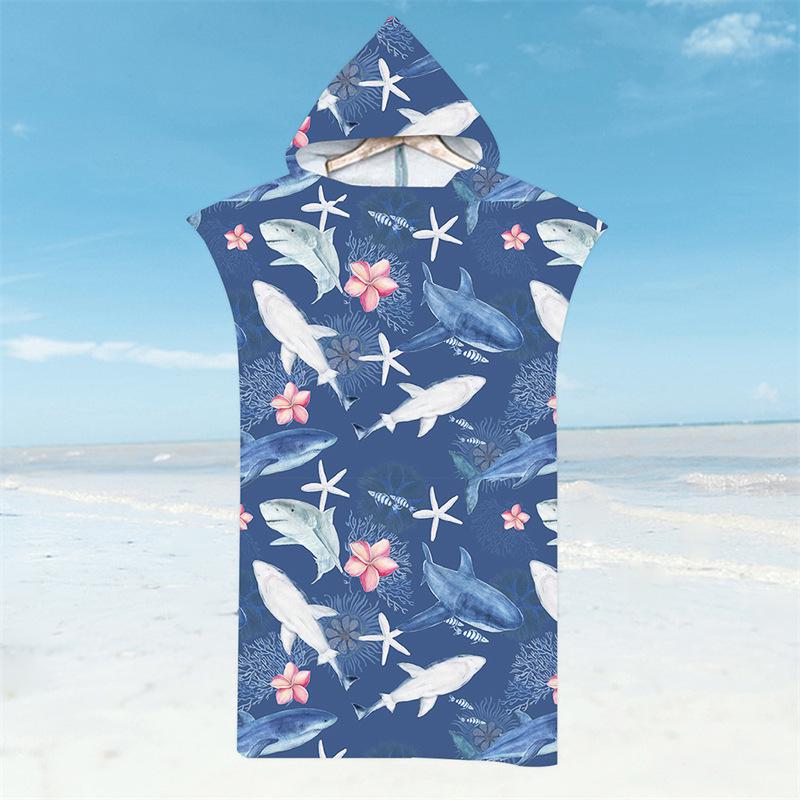 Microfiber Quick-Dry Hooded Beach Poncho Bathrobe for Adults