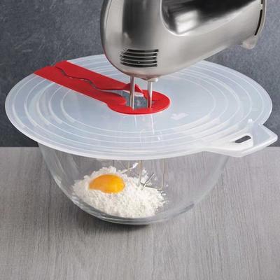Mixer Splatter Guard with Handle Transparent Cover Anti-Splash Food-Grade Silicone Mixer Splash Cover Easy-Clean Noise Reduction Protector for Kitchen