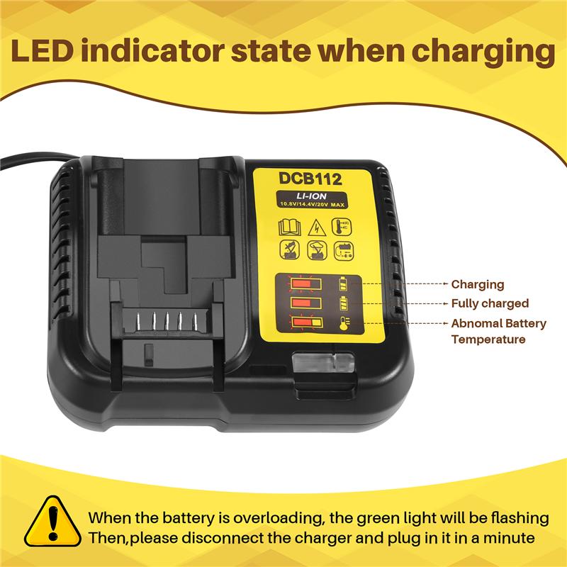 B03B-Dcb112 Li- Battery Charger For  10.8V 12V 14.4V 18V Dcb101 Dcb200 Dcb140 Dcb105 Dcb200 Black