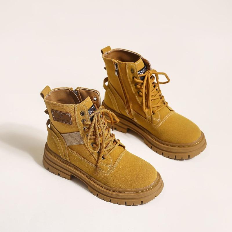 

Ботинки Martin женские из натуральной кожи 2024 года, новые осенние взрывные усиленные ретро-ботинки с оснасткой, легкие короткие ботинки на толстой подошве 35 жёлтый