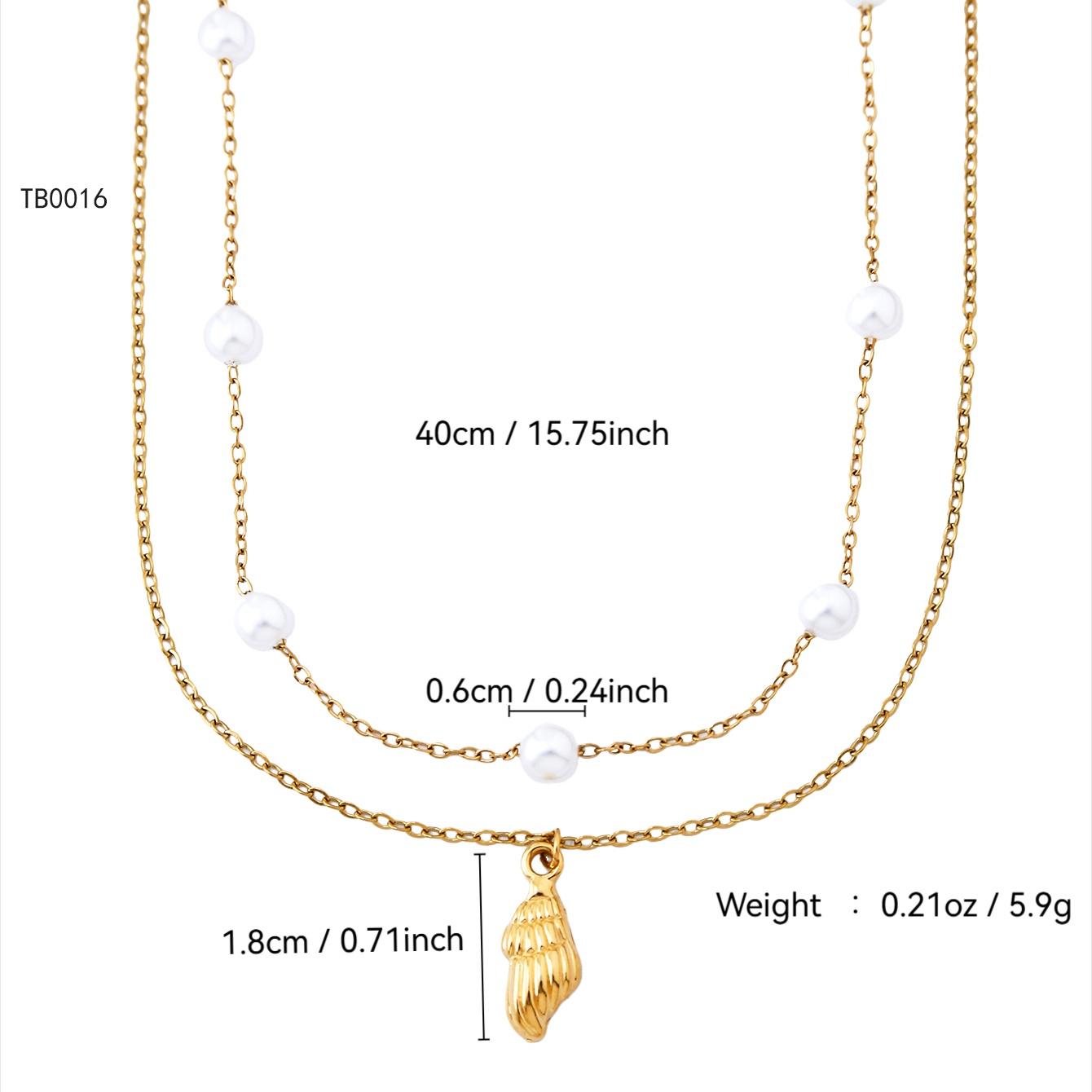 

Модный Простой Темпераментный Высококлассный Из Нержавеющей Стали Покрытый 18К Золотом Подвеска Ракушка Циркон Бусина Двойное Ожерелье Женское