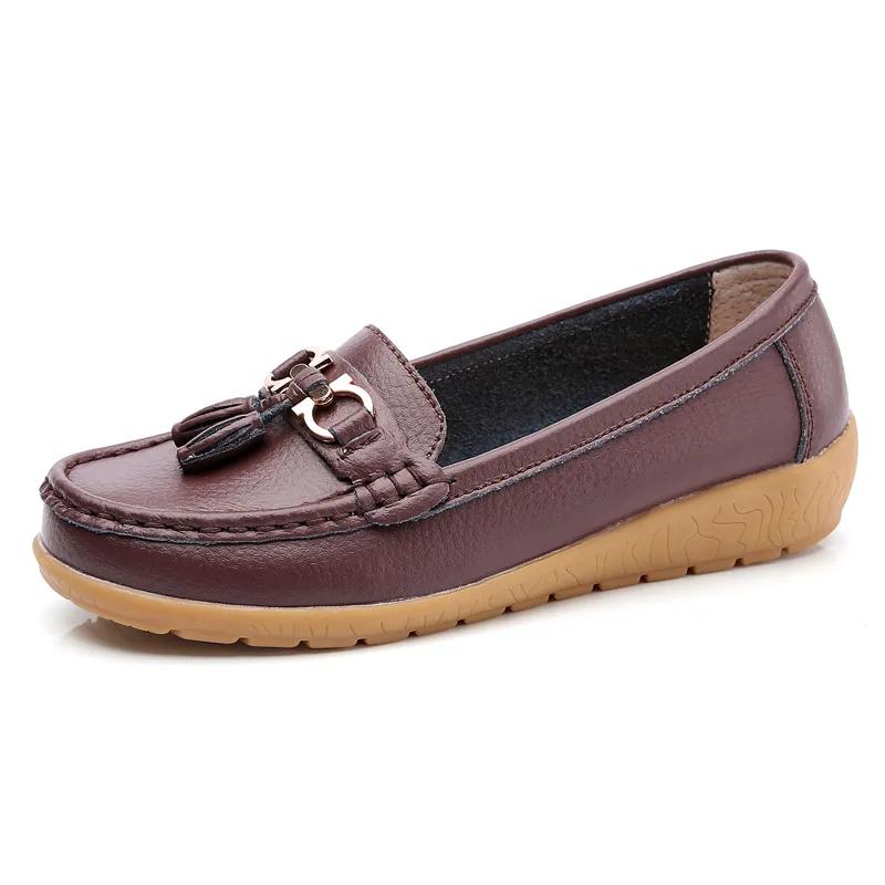 2025 Spring Autumn Shoes Woman tassel Cow Leather Flats Women Slip On Women's Loafers Female Moccasins Shoe Large Size 35-43