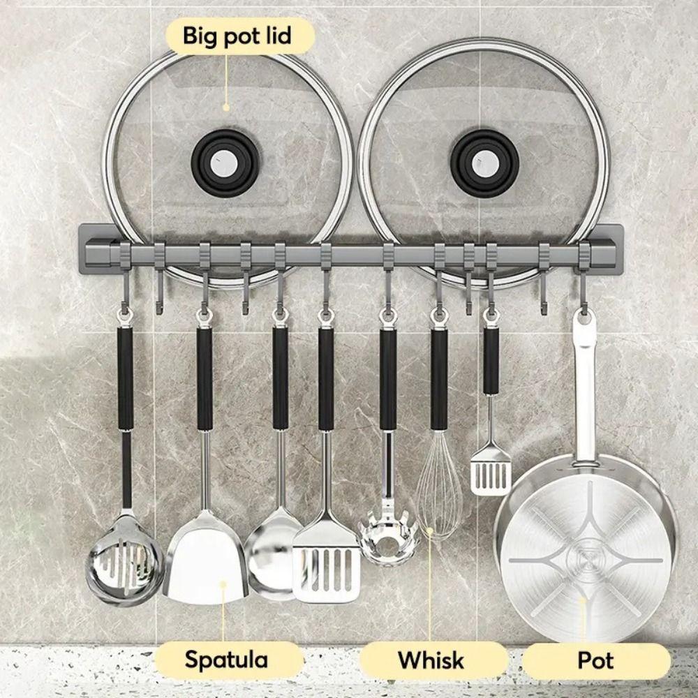 Adjustable Kitchen Hook Wall Mounted Hanging Rod New Storage Rack  Kitchen Utensils