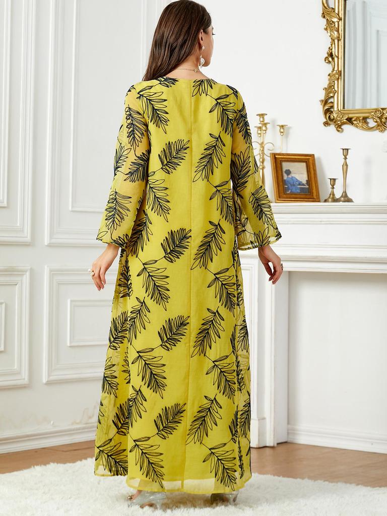 Eid al-Adha Embroidered Arabic Dress: Dubai Evening Gown for Muslim Women