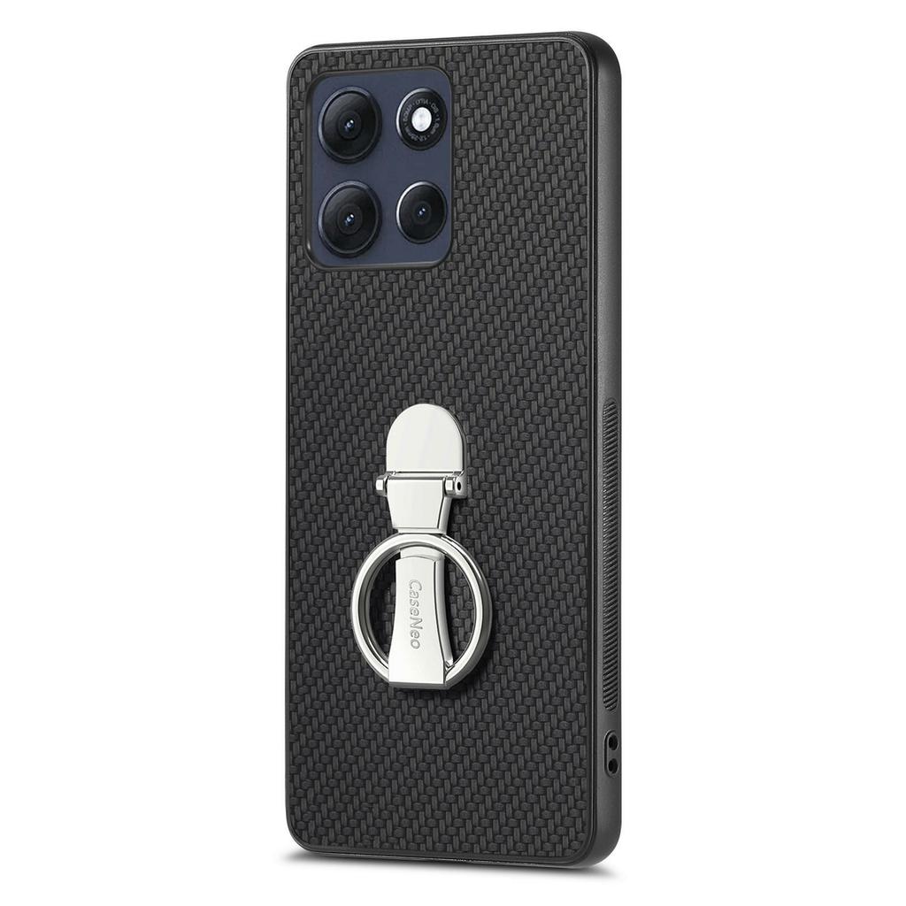 CASENEO C1-19 for Motorola Moto G86 Power 5G Case Folding Kickstand Leather Back Cover Carbon Fiber Texture