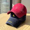 High-quality ripped embroidered baseball cap for women, simple and versatile, blue, for spring and summer L Large head circumference baseball cap