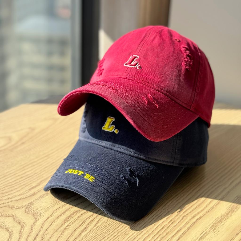 High-quality ripped embroidered baseball cap for women, simple and versatile, blue, for spring and summer L Large head circumference baseball cap