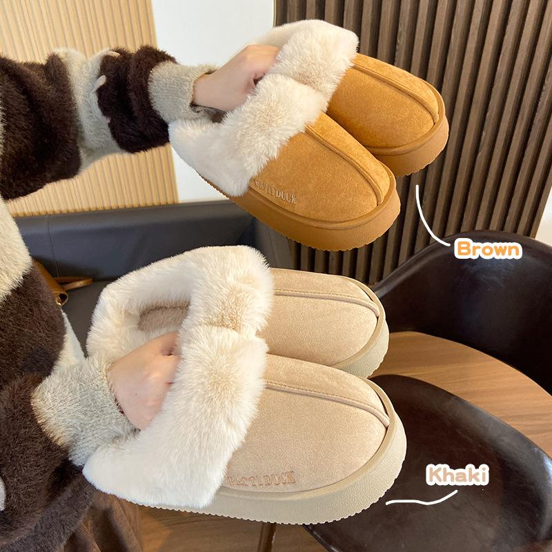 Mao Mao slippers women's outer wear winter new fur integrated snow boots thick-soled piled cotton slippers