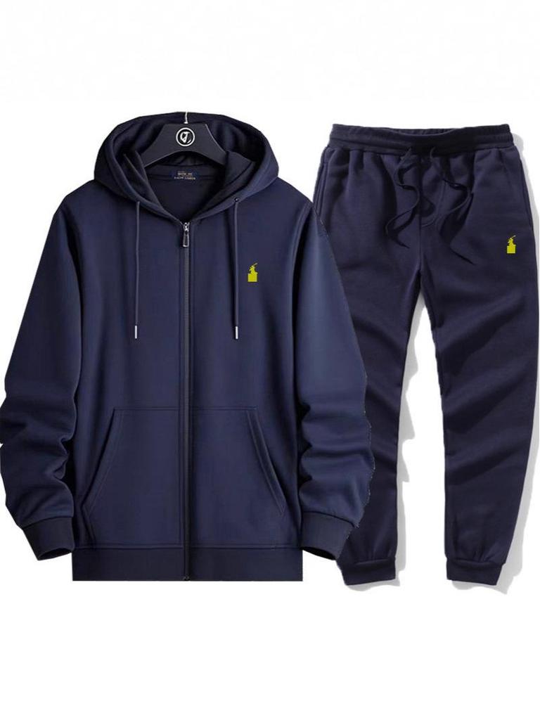 Embroidered Little Pony Cotton Cardigan & Velvet Hoodie Set for Men and Women – Spring New Arrival