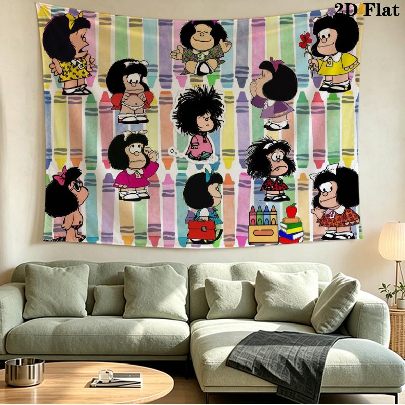 Mafalda Nástěnná tapiserie Estetická nástěnná dekorace Tištěná látková přikrývka Dekorativní tapiserie do ložnice obývacího pokoje Domácí dekorace