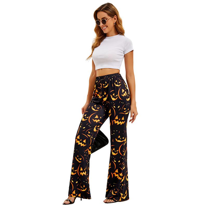 Women's Halloween Flared Pants Pumpkin Bat Digital Printing Fashion Women's Trousers