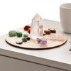 Crystal Desk Display Ornament with Wooden Plate Mineral Degaussing Mixed Stone Crystal Stone Chips Set for Spiritual Meditate