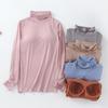 Modal Padded High Neck Long Sleeve Slimming T-Shirt with Built-in Bra for Women - Autumn/Spring.