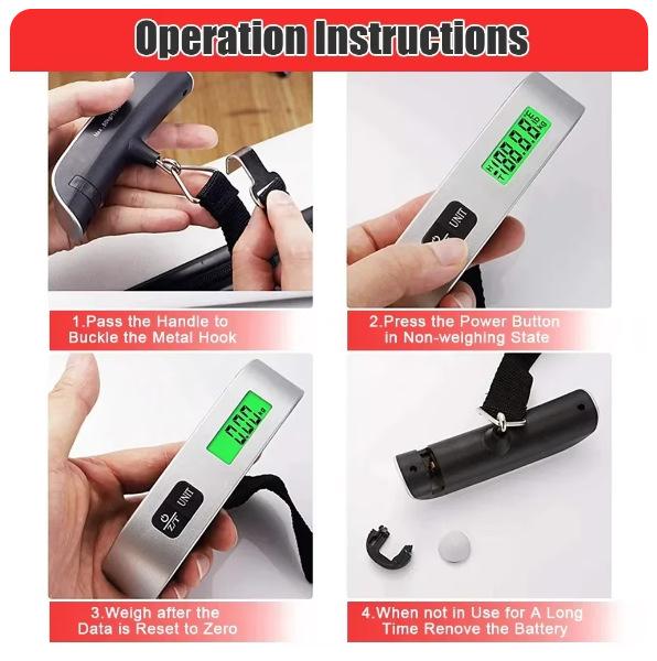 50KG Portable Electronic Luggage Scale with Hook and Thick Handle