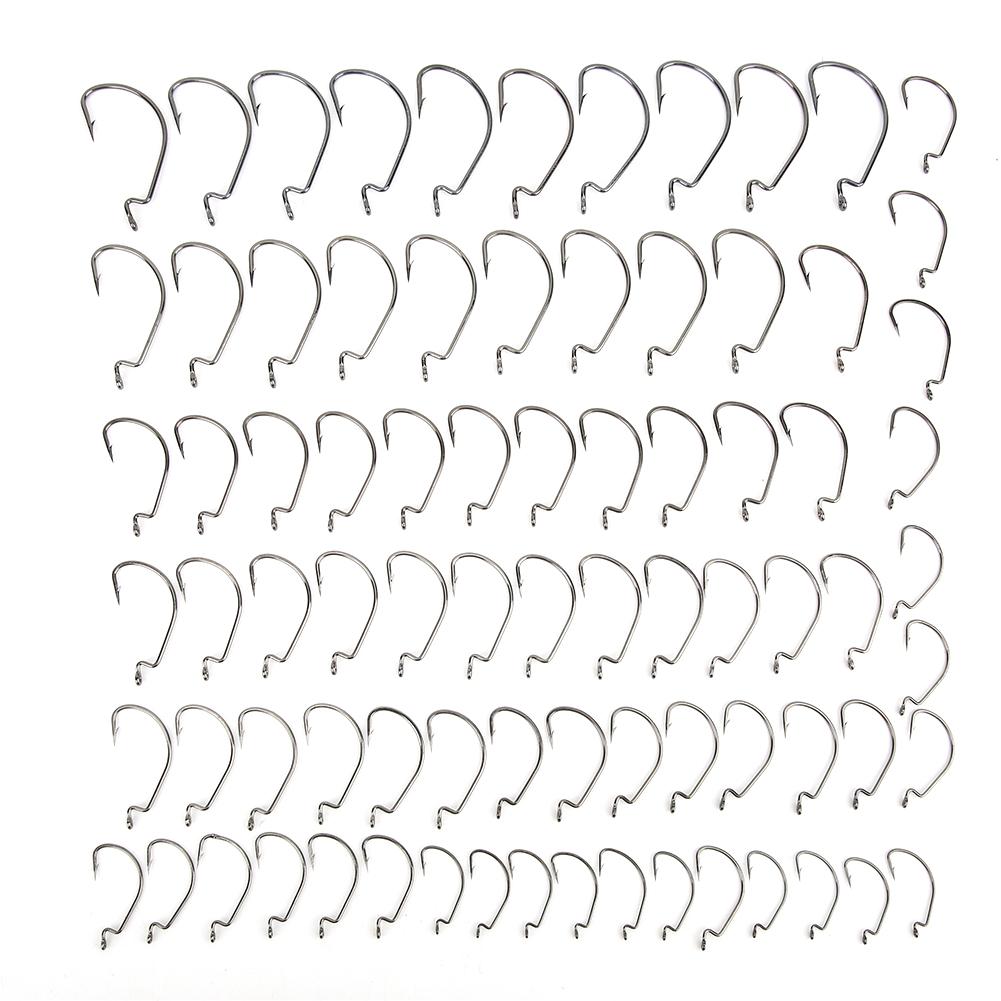 

80 pcs High Carbon Steel Premium Fishing Barb Hooks with Portable Plastic Box Fish Accessories