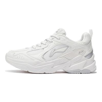 Collection de chaussures de course Li Ning Amorti Antidérapant Résistant à l'abrasion Basse Tige Chaussures de Course Femme Blanc ARLS008-3