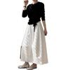 Women's French Style White Midi Skirt, High Waist, Petite A-Line Umbrella Design, Summer 2025 Collection.