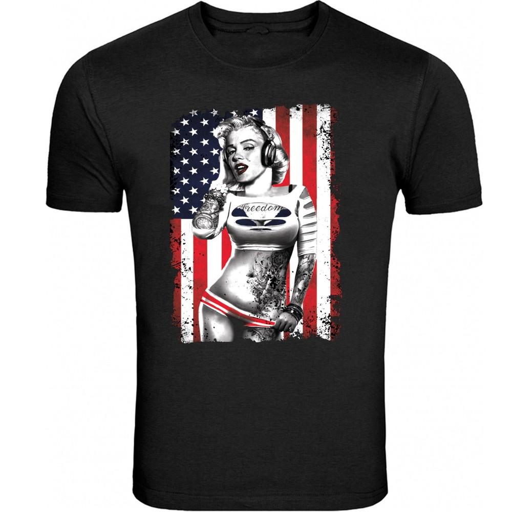 Marilyn Monroe Tee Black and White Unisex shirt USA flag music S-5XL T-Shirt Tee Unisex T-Shirt XL
