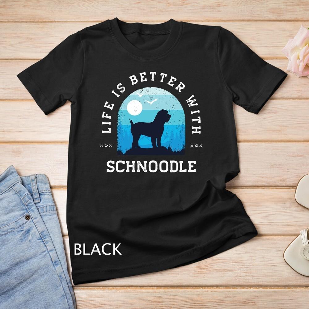

Life Better Schnoodle Vintage Blue Dog Mom Dad Unisex T-shirt 4XL