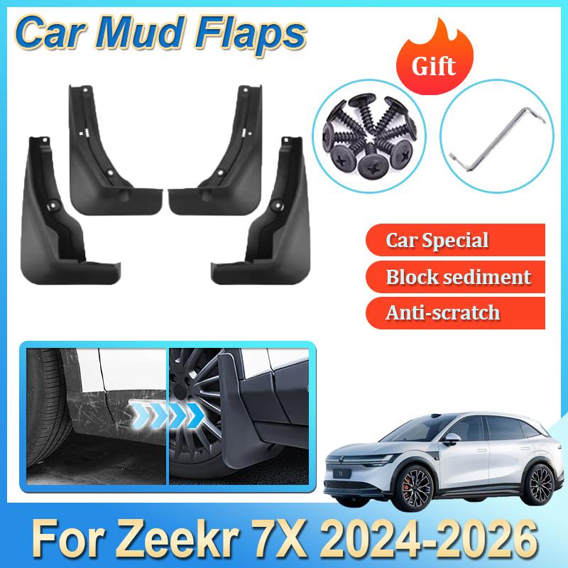 For Zeekr 7X CX1E 2024 2025 2026 4PCS Car Mudguards Anti-splash Front Rear Fender Wheel Cover Guard Mud Flaps Accessories