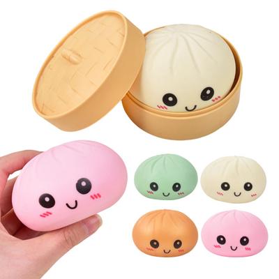Stress Relief Steamed Bun Toy Portable Travel Slow Rising Smiling Bun Sensory Toy Kids Adults Soft