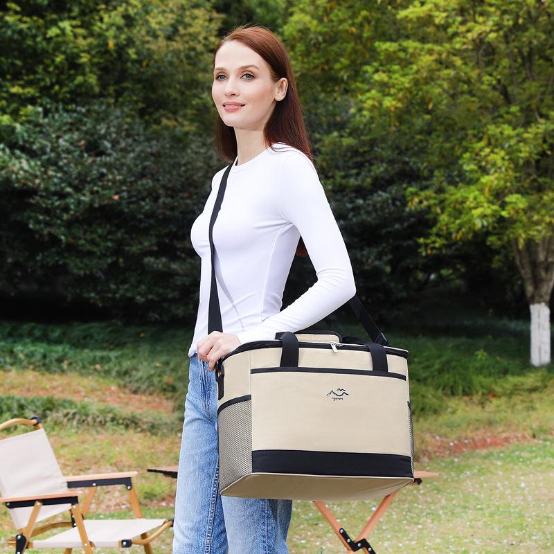1Pc Large-Capacity Square Ice Packs Minimalist Insulated Lunch Box Bag Crossbody Fresh-Keeping Picnic Bag For Outdoor Use