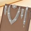 Premium Design Full Diamond Super Flash Necklace, Tassel Earrings, Bracelet, Ring Set Bridal Jewelry Set