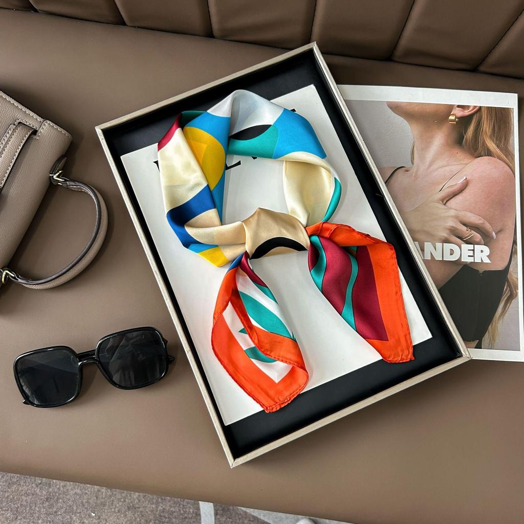 Korean Style High-End Printed Silk Scarf - Versatile Fashion Accessory