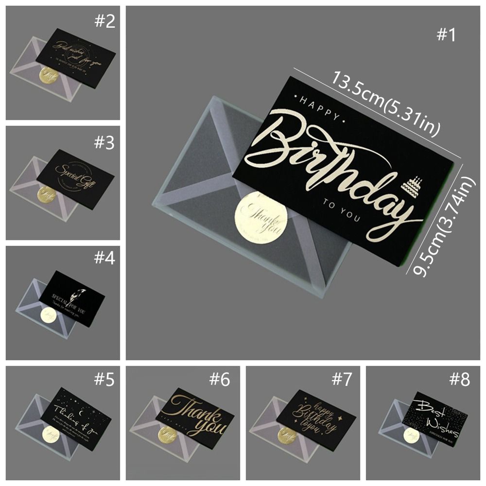 8pcs Universal Birthday Gift Card Bronzing Blessing Card Postcard Wedding Invitation  Wedding