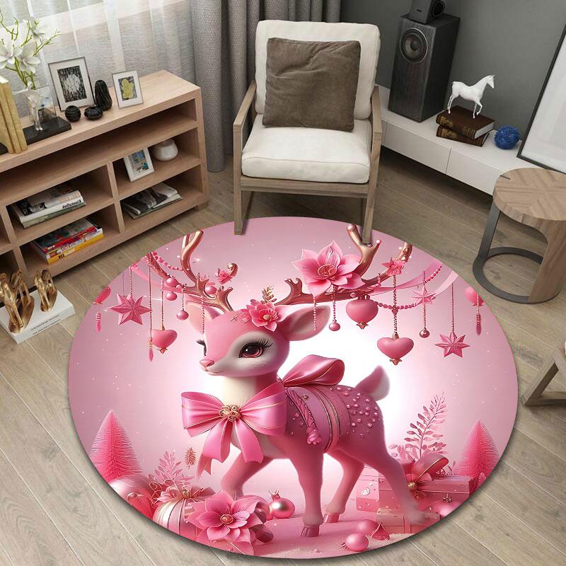 Trendy Round Love Multicolor Rug Pad, Non-Slip Floor Mat for Bathroom