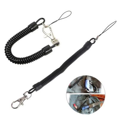 1pcs Outdoor Fishing Lanyards Retractable Coiled Tether With Carabiner Boating Fishing Rope Retention Rope Fishing Tools Tackle
