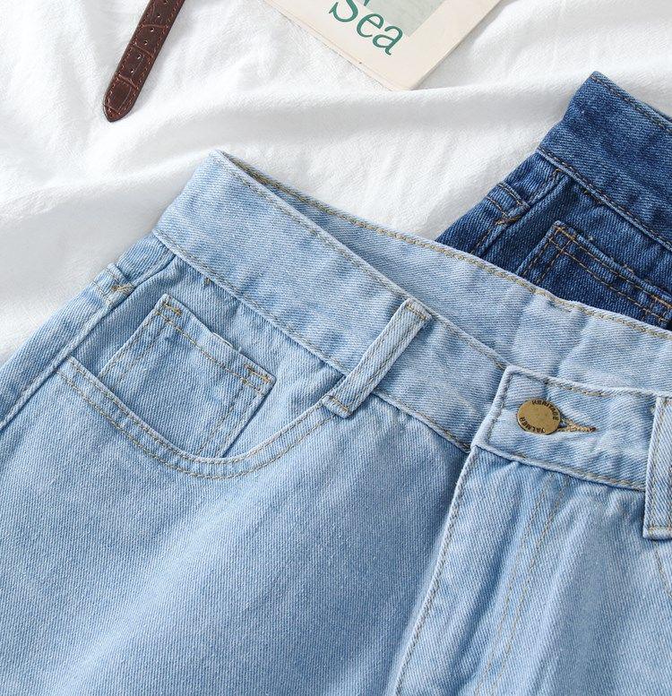 Women's High Waist A-Line Denim Shorts - Korean Style Summer 2025, Loose Fit, Slimming, Wide Leg, Rolled Hem.