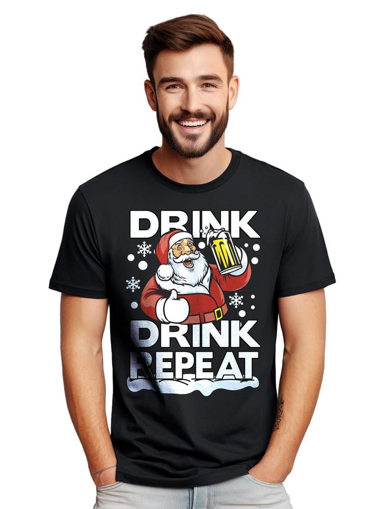 Drink Drink Repeat Santa T-Shirt - Santa's Favorite Holiday Mantra! Funny T-shir