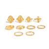 PuRui Punk 10Pcs/Set Gold Color Hollow Out Cross Shaped Rings Finger Women Creative Unique Daily Banquet Zircon Accessories