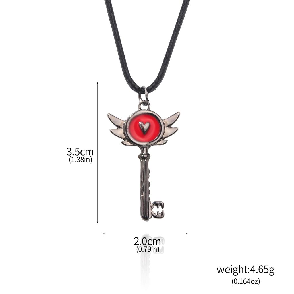 Hazbin Anime Hotel Schlüssel Halskette Liebesherz Flügel Anhänger Halskette Für Frauen Männer Choker Cosplay Accessoires Schmuck Geschenke