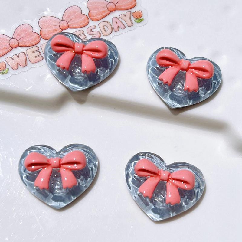 10 Pcs New Cute Cartoon Transparent Heart Shape Butterfly Junction Resin Scrapbook Diy Jewellery Hairpin Accessories Craft A60