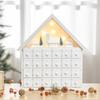 Advent calendar Christmas decoration Christmas decor, 24 drawers, LED lights, 39 cm x 9 cm x 42 cm, white + green