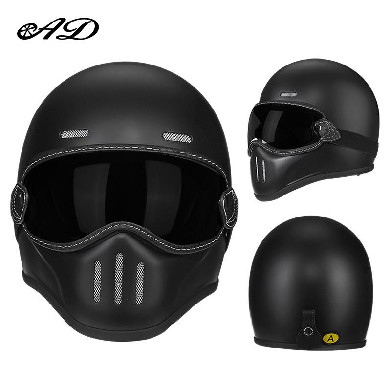 AD Fiberglass Retro Full Face Motorcycle Helmet for Men and Women