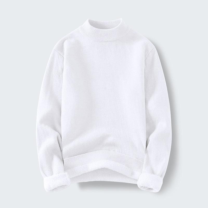 Autumn and Winter New Men's Fashion Trend Simple All-in-one Velvet Plus Sweater Casual Bottoming Shirt
