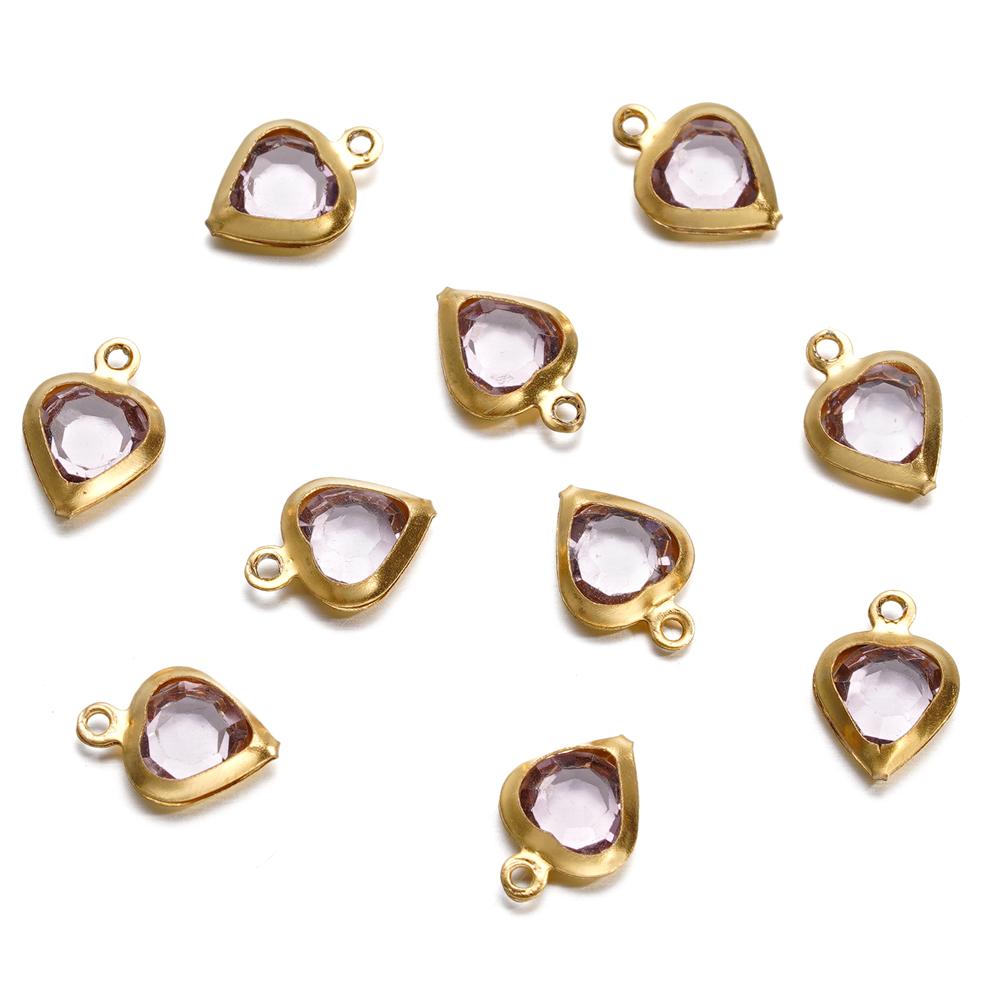 10 Stück/Los 7,5 mm Edelstahl Herz mit Strasssteinen Anhänger für Halskette Armband Anhänger DIY Schmuckherstellung Zubehör